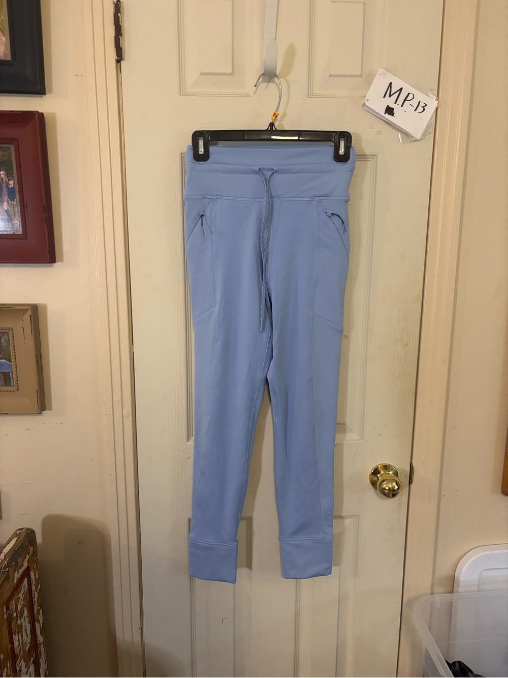 aerie Light Blue High-Waist Active Leggings with Zipper Pockets